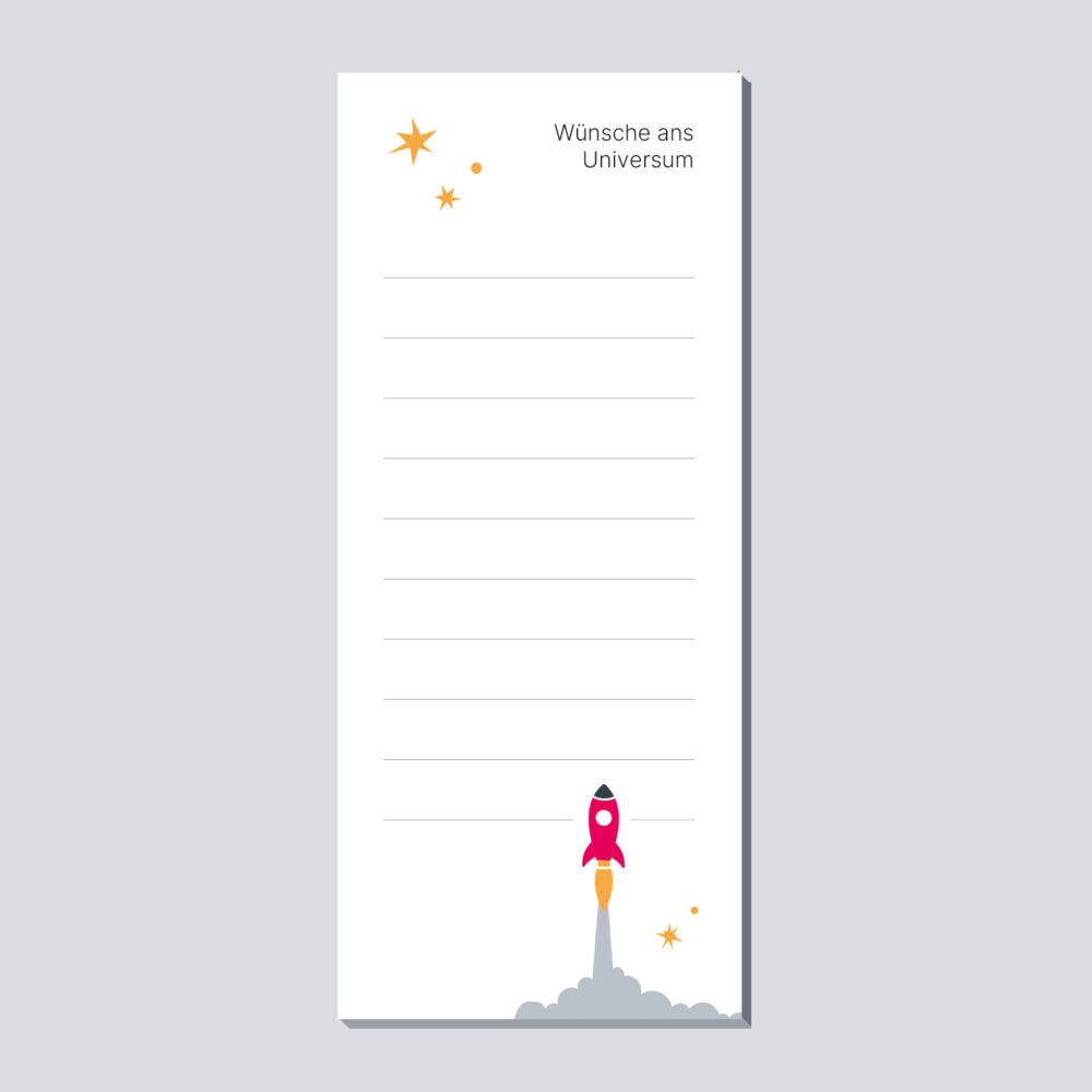 Kleiner notizblock "Wünsche ans Universum"