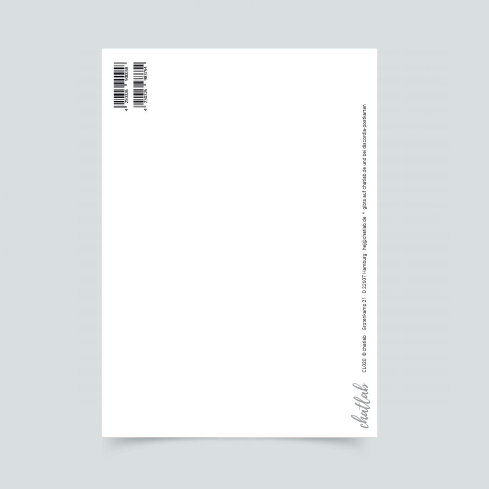 weiße postkartenrückseite mit 2 Barcodes