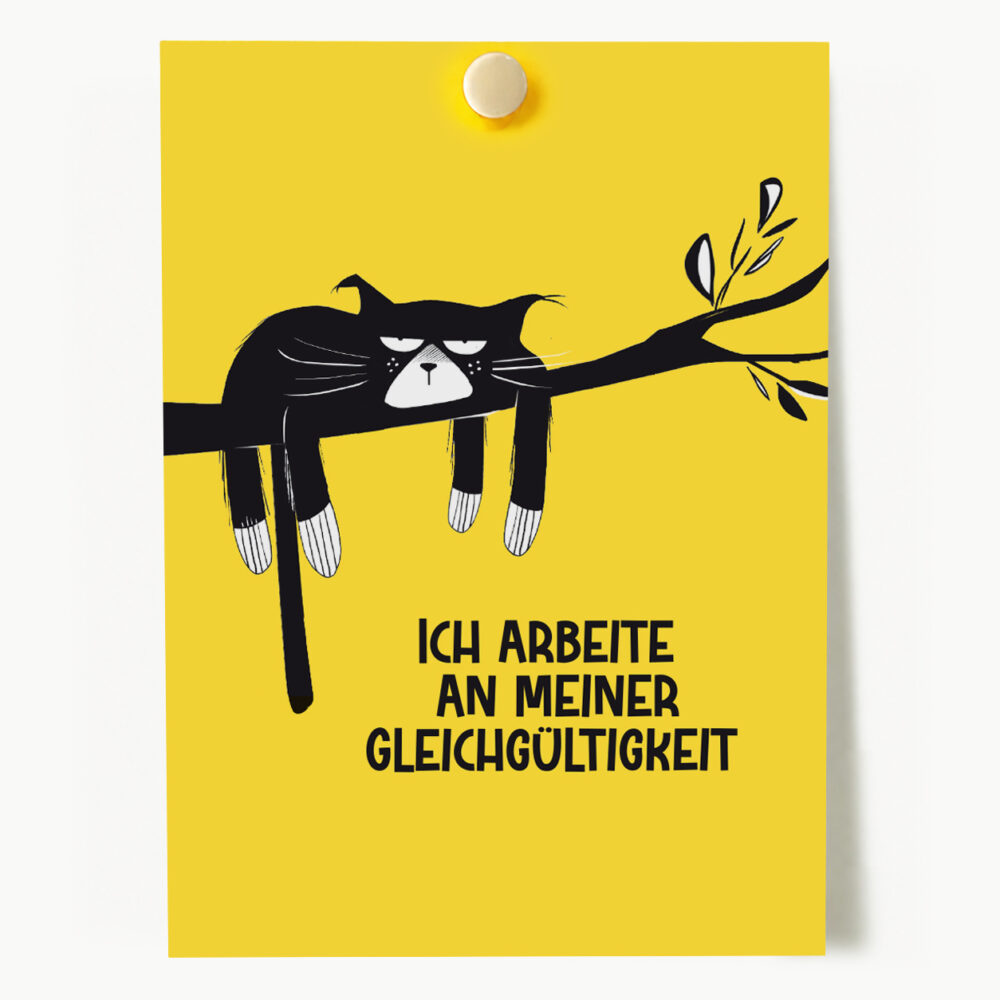 Postkarte mit nadelpin "Ich arbeite an meiner Gleichgültigkeit"